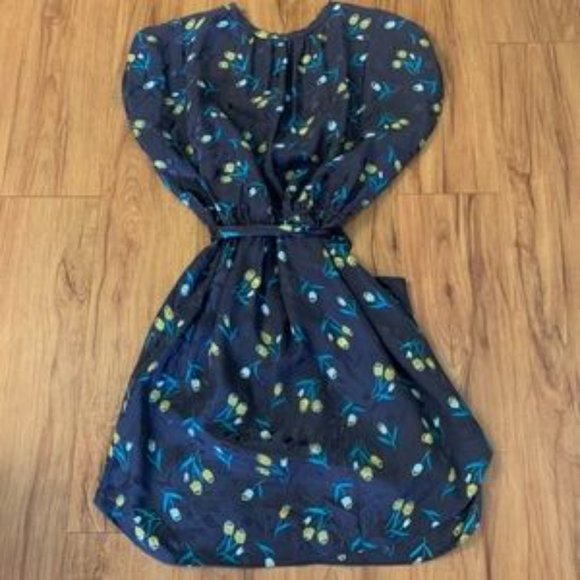 Rebecca Taylor 100% Silk Tulip Floral Navy Dress - Picture 4 of 5